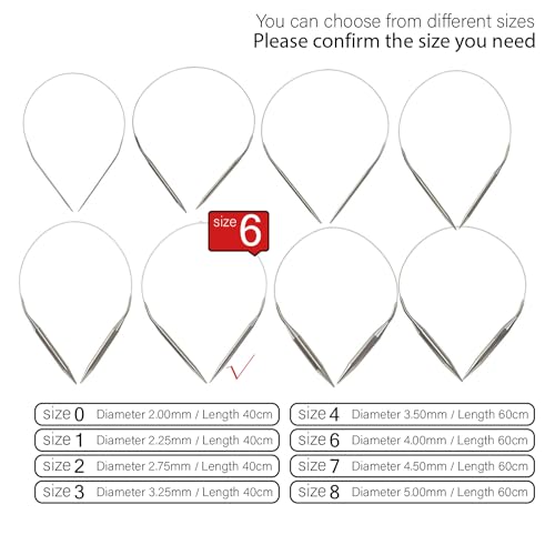 Stainless Steel Circular Knitting Needles Size 6 (4mm) 24inch Length - size: US 6(4mm) 60mm