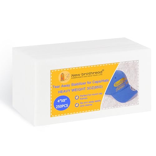 New brothread Caps and Hats Tearaway Embroidery Stabilizer -4" x 8" 250Pcs - size: 4"x 8" 250sheets