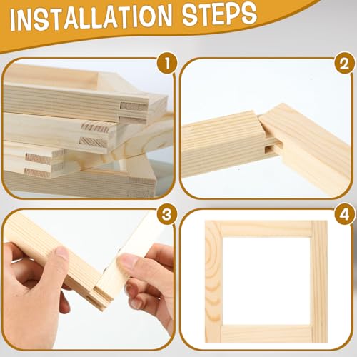Foxtell 16 Sets Needlepoint Stretcher Bar Set, 8 Sizes Stretcher Bars for Needlework Art Supplies Wooden Canvas Stretcher Bar Set with 100 Pins Regular Stretcher Bars for Needlepoint Frame Set