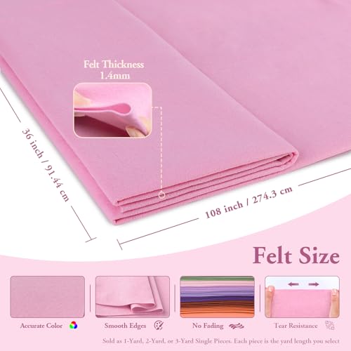 Baby Pink Fabric Sheet 108" X 36", 1.4mm Thick Large Soft Durable Flexible Craft Felt by The Yard, Nonwoven Fabric for DIY Sewing, Arts and Crafts, Decoration Projects - color: Baby Pink, size: 3 yard pre cut