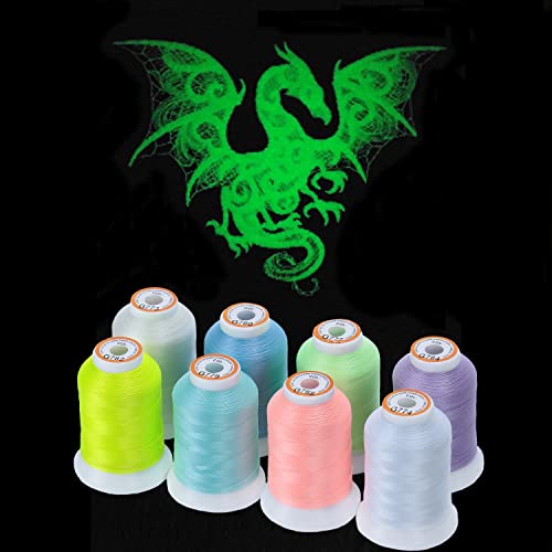 New brothread 8 Colors Glow in the Dark Embroidery Machine Thread Kit