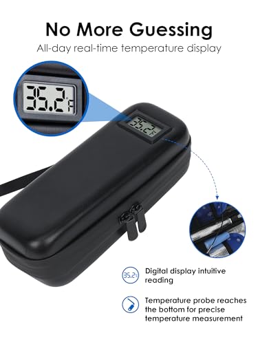 Insulin & GLP-1 Travel Cooler Case with Temperature Display, TSA Approved Portable Medical Cooler for Ozempic Wegovy Mounjaro Zepbound Pens, Diabetic Medicine Cooler Bag with 2 Ice Packs - color: H2_Black