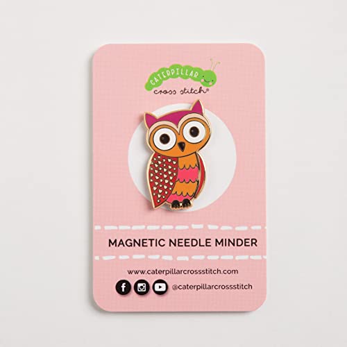 Caterpillar Cross Stitch Needle Minder - Owl for Cross Stitch, Sewing, Embroidery and Needlework Craft Accessories, Enamel and Magnetic