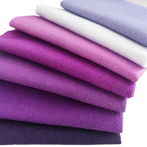 7pcs 18" X 18" 1.4mm Thick Soft Felt Nonwoven Fabric Sheet Pack DIY Craft Patchwork Sewing Square Assorted Colors (Purple Series) - color: Purple Series