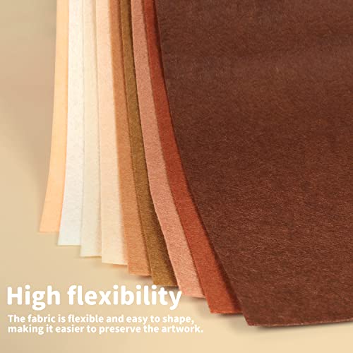 Brown Stiff Felt Sheets Bundle: LOTOFUN 9pcs 8x35Inch Large Felt Sheet for Crafts Children Kids Squares Nonwoven Patchwork DIY Sewing