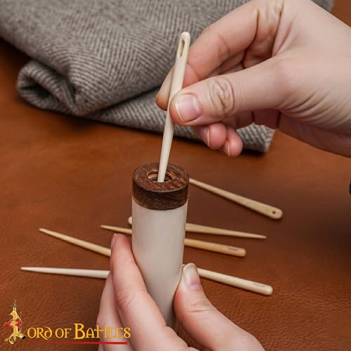 Lord of Battles Genuine Bone Needle Holder Durable Sewing Tool Organizer Medieval Needles Storage Case for Sewing, Embroidery & Crafting Needles Storage (Bone Holder)