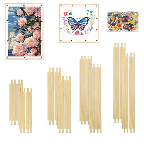 8 Sets Stretcher Bars for Needlework,16 PCS 4 Sizes(8, 10, 12, 14 Inches) - color: natural-8set