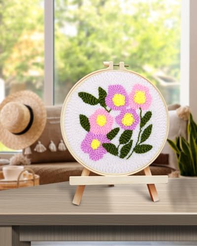 TINDTOP Punch Needle Kits, Flowers Punch Embroidery Kits for Adults - color: Set C