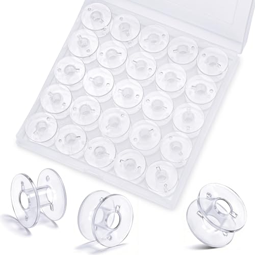 LOKUNN 25 Pcs Bobbins for Sewing Machine Plastic Bobbins for Sewing - size: 25 Pcs