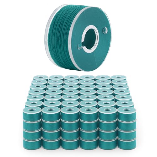 Mandala Crafts Teal 15J SA156 Prefilled Bobbin Thread, 144 PCs - color: Teal, size: Size A 144 X 142 Yards