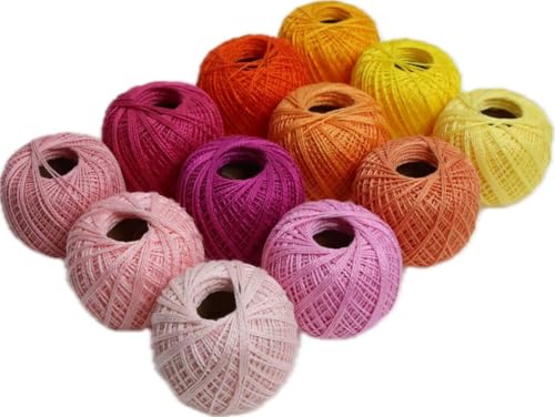 KCS Mercerized Pearl Cotton Thread Size 8 Crochet Needlework Embroidery Threads Ball (12, 12balls20) - color: 12balls20
