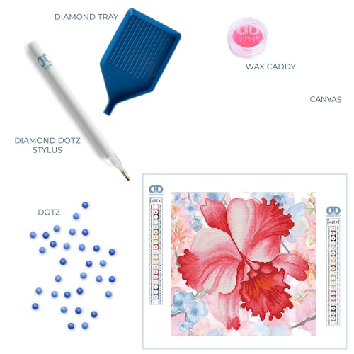 DIAMOND DOTZ Sparkle Garden Crimson Floral Diamond Painting Kit Adults - size: Small and striking: 10.2 x 10.2 inches
