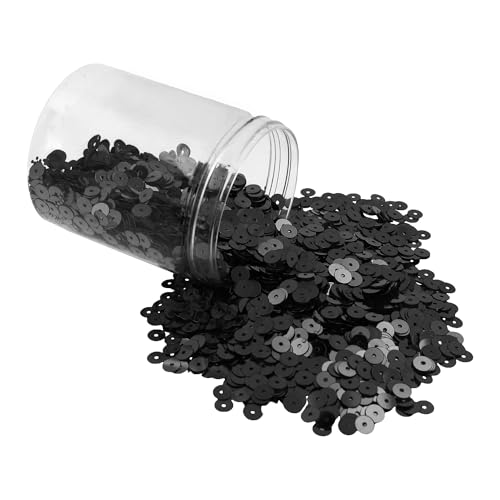 Mandala Crafts 6mm Flat Round Black Sequins for Sewing Embroidery - color: Black, size: 6mm Flat Sequins
