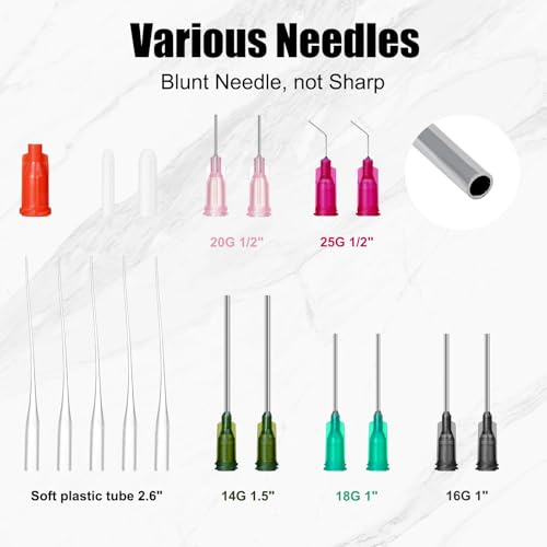 Glue Applicator Syringe with Blunt Tip Needle, Sealed Cap, Dispensers Tips