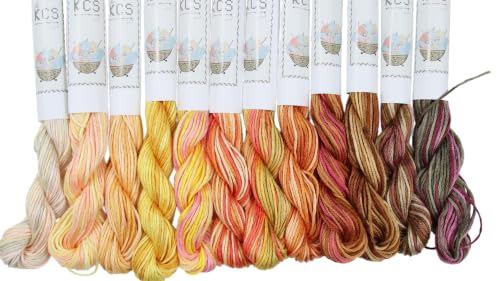 KCS Big skeins of 25 Meters Size 25 Color Variegated Cross Stitch Stranded Threads,12 skeins,08 - color: 12skeins08, size: 12 skeins