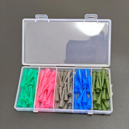 100 Pcs Plastic Tapered Dispenser Needle Tips (14GA-22GA) - Clog-Resistant Blunt Glue Tips with Double Helix Luer Lock for Precision Dispensing High Viscosity Epoxy, Resin, Oil, and Adhesive