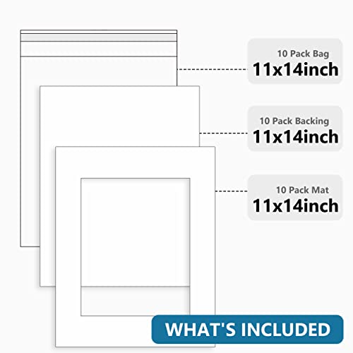 Somime 10 Pack White Photo Mat Set 11x14 for 8x10 Photos - size: 11x14 10pack white complete set for 8x10
