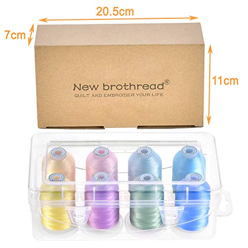 New brothread 8 Spools Embroidery Machine Thread with Box -Pastel Color - color: Pastel Color