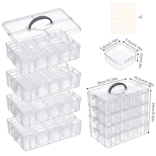 Stackable Bead Organizer 4 Tier with 120pcs Small Boxes Storage Container - size: 4-Tier 120pcs 2in Boxes