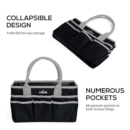 JJRING 600D Nylon Craft & Art Organizer Tote Bag With Pockets, Silver - color: Silver, size: Small