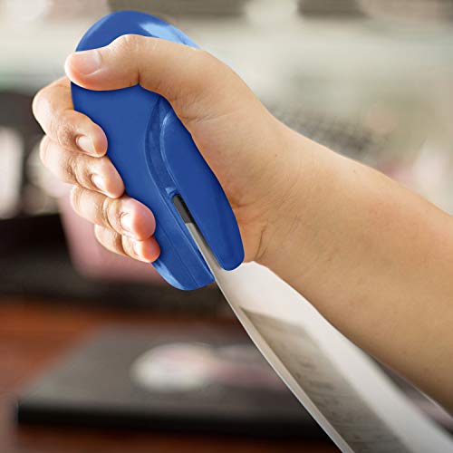 Plus Paper Clinch Compact Staple-Free Stapler, Heavy Duty, Navy Blue - color: Blue