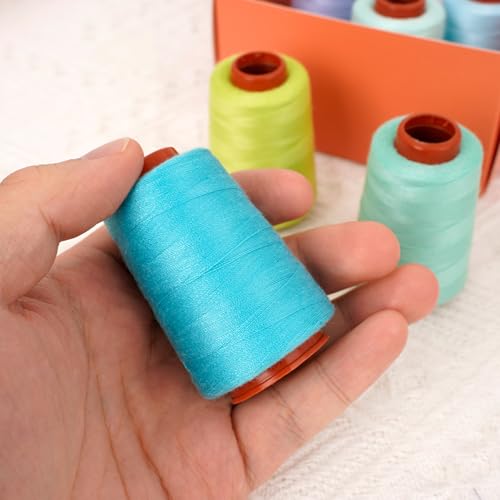 6 Pcs Sewing Thread Set, All Purpose Sewing Thread, 40 wt,Each 800 Yards of Polyester Threads for Sewing Machine, Hand Stitching, Quilting, Serger (Cool Color System) - color: Cool color system