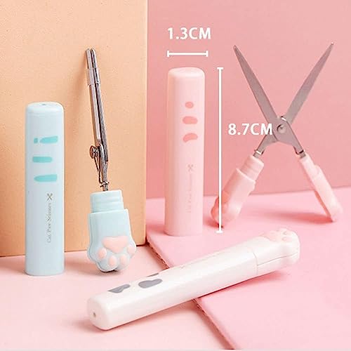White Cat Paw Scissors, Folding Pocket Scissors Multifunctional Craft Scissor, Kawaii Hand Cutters Mini Art Scissor School Stationery