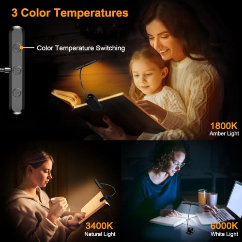 Gritin Rechargeable Book Light for Reading in Bed with 19 LED - color: Black