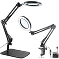 15X Magnifying Glass with Light, Table Lamp with Stand and Clamp, 2-in-1 LED Desk Lamp with Magnifier, 3 Color Modes, 72 LEDs, Real Glass Lens for Close Works, Craft, Hobby, Painting, Reading, Repair