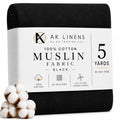 AK TRADING CO. Muslin Fabric/Textile - Draping Fabric - Black 5 Yards Medium Weight - 100% Cotton (60in. Wide) - color: Black, size: 5 Yards