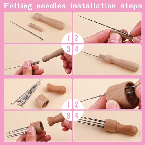 Complete Wool Felting Tools, Needle Felting Kit, Needle Felting Tools with 90Pcs Needle Felting Needles, 3Pcs Needle Bottles,2Pcs Needle Felting Pen,Needle Felting Tools for Beginner,Professional - color: 90 PCS