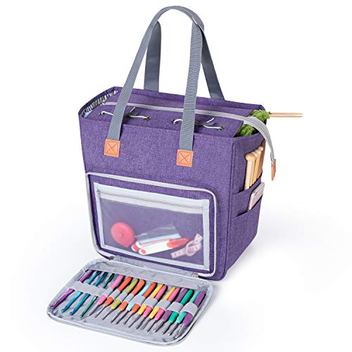 LUXJA Knitting Yarn Storage Tote Bag, Purple - color: Purple, size: Medium