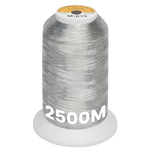 New brothread Metallic Embroidery Machine Thread - Silver M-019 - color: 2500M Single Spool Silver M-019