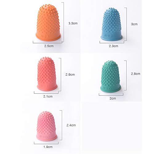 Thimble Protectors 5Pcs, Finger Protectors, Rubber Fingers Thimble Guard Tips Caps Pads Cover Craft Finger Tip Sewing Counting Protector for Embroidery, Sewing, Cuttings (Pink)