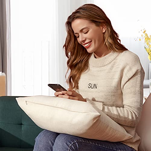 Linen Throw Pillow Covers 16 x 16 Beige Decorative Blank Couch Pillow Covers for Sublimation Bed Sofa Farmhouse Cushion Cases Set of 4 - size: 16" x 16" (Pack of 4)