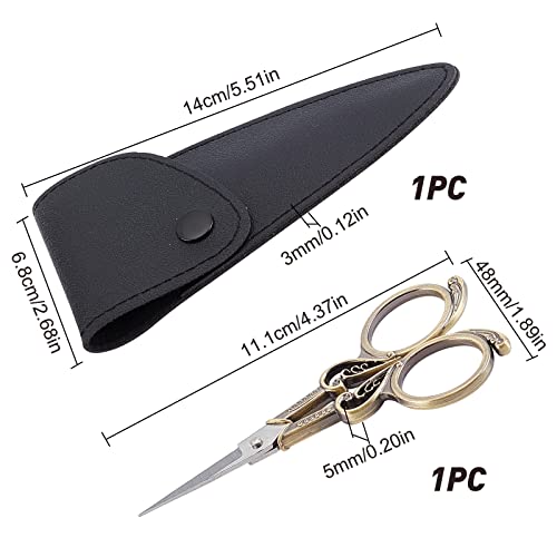 SUNNYCLUE 4.3Inch Stainless Steel Sewing Scissors - Vintage Style Antique Bronze Embroidery Shears for Jewelry, DIY, Papercraft, Crochet, Cross Stitch, Knitting - color: Antique Bronze-1pc-sewing Scissors With Black Cover