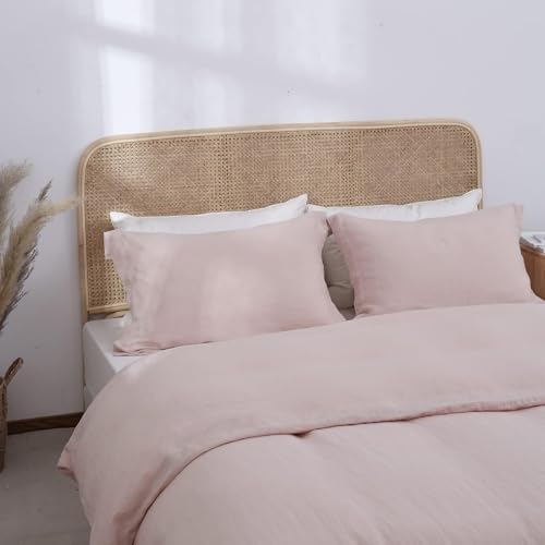 100% French Linen Pillow Shams Basic Style - Pack of 2 - Washed Solid Color Natural Flax Soft Breathable - Blush Pink, 20'' x 36'' - color: Blush Pink, size: 20''x36'' - Basic