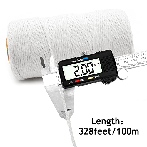 Anvin 984 Feet Cotton Twine Natural Jute Packing String - White for Bakers, Wrapping, Butchers, Baking, Arts and Crafts, Gardening (Pack of 3, 10 Ply 2mm Thick) - color: White