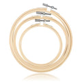 Bewudy 3 Pieces Embroidery Hoops, 4/5/6 inch Round Embroidery Hoops, Round Bamboo Cross Stitch Hoop Adjustable Stitch Hoop for Embroideries Cross Sew Art Craft Sewing