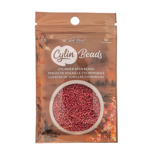 John Bead 25g Cylin Beads Opaque Red Matte 11/0 Glass Cylindrical Seed Beads for Jewelry Bracelets Necklaces Earrings Making Embroidery - color: Opaque Red Matte