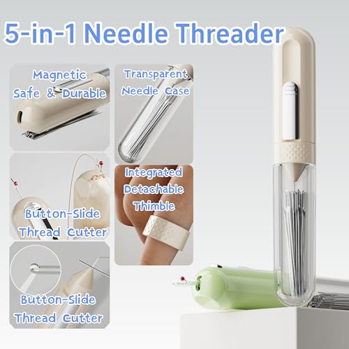 2-Pack 5-in-1 Sewing Tools with Seam Ripper and Magnetic Needle Case