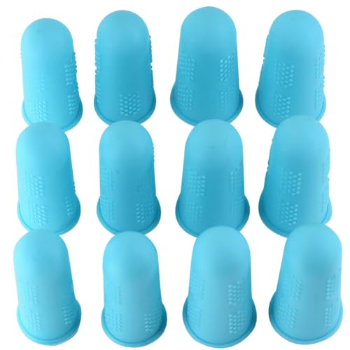 Finger Protectors [Flex Series - 12-Pack] Silicone Non-Stick Finger Covers [Turquoise - Small (6) / Medium (6)] for Hot Glue/Sewing/Wax/Rosin/Resin/Honey/Adhesives/Scrapbooking - color: Small & Medium - Turquoise [12-Pack]