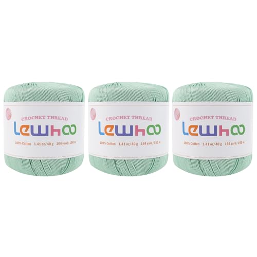 Crochet Thread Size 3, 3 Pearl Yarn Balls for Crocheting Sage Green - color: Sage Green