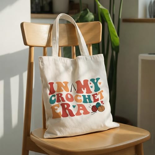 Cute Goose Crochet Canvas Tote Bag for Women - color: Crochet