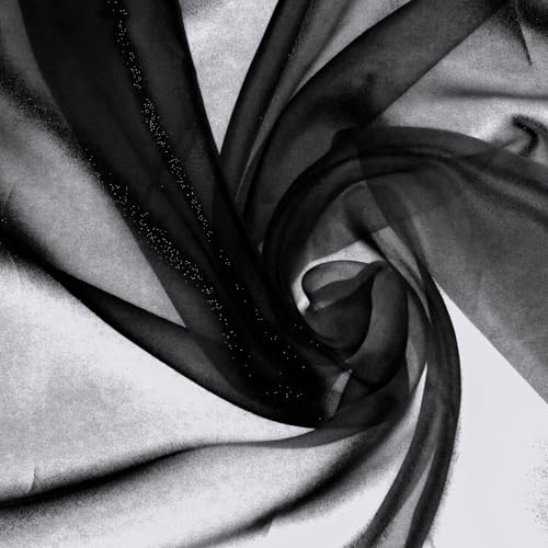 Manyshofu Black Organza Fabric by The Yard, 60 Wide (1 Yard) - color: Black, size: 1 Yard