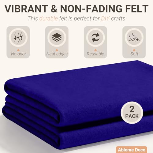 Felt Fabric Sheets 18" x 18" (2 Pack) 1.6mm Soft Craft Felt, Royal Blue - color: Royal Blue