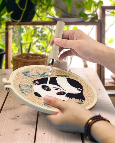 TINDTOP Punch Needle Kits, Panda Punch Embroidery Kits for Adults - color: Cute Panda