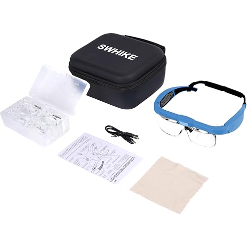 Magnifying Glass with Light Hands Free Magnifying Glasses Headset - color: Blue, size: With Case