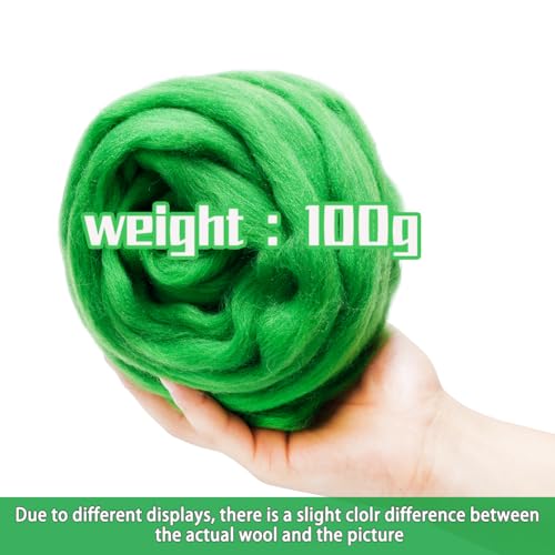 3.53oz Needle Felting Wool Roving for Needle Felting Green Felting Wool - color: green
