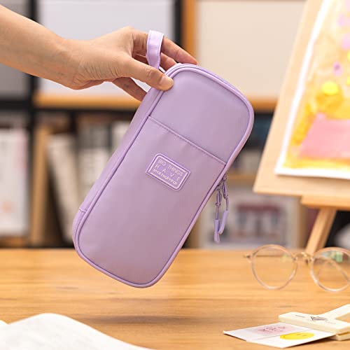 CICIMELON Durable Pen Pencil Case Big Storage Pen Pouch Bag for School Supplies Office College Teen Girls Adults, Purple - color: purple